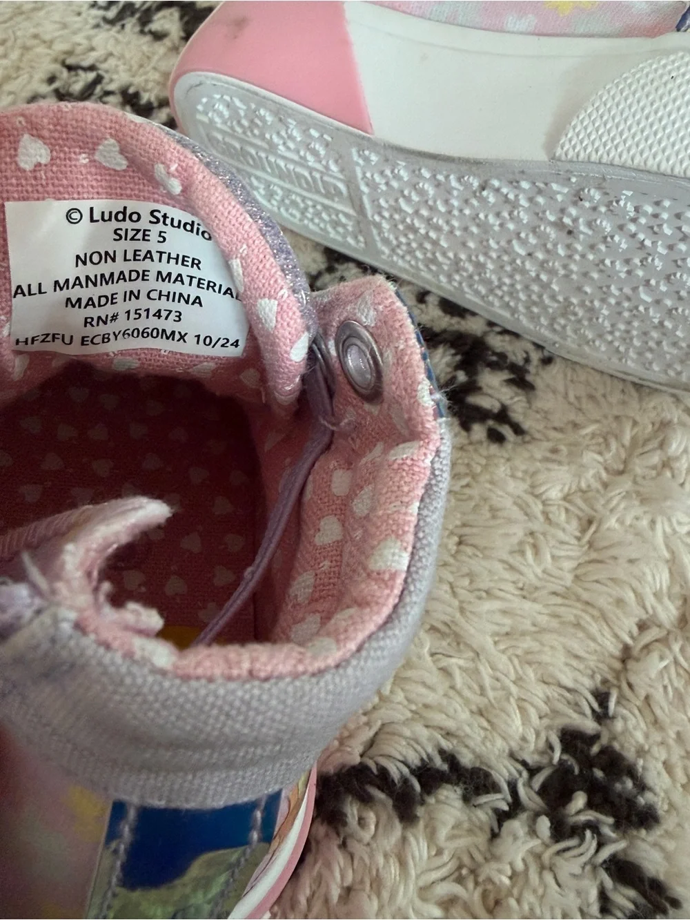 Girls' Pink Glitter Heart High-Top Sneakers - Kids